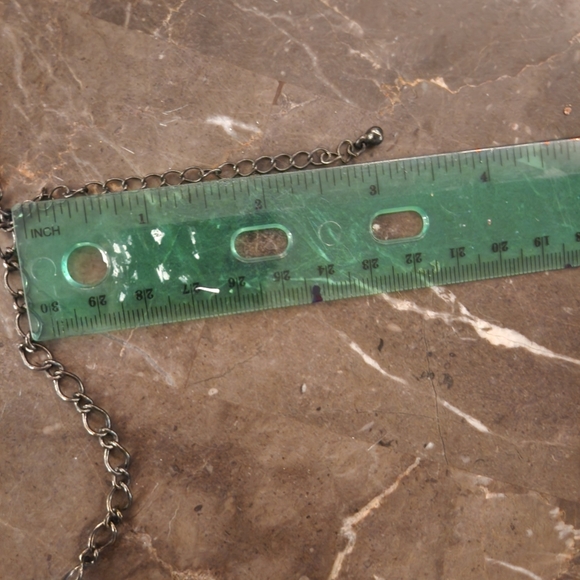 Vintage Gunmetal Blue Tone Crystal & Beads Statement Necklace And Earring Set - Picture 8 of 8